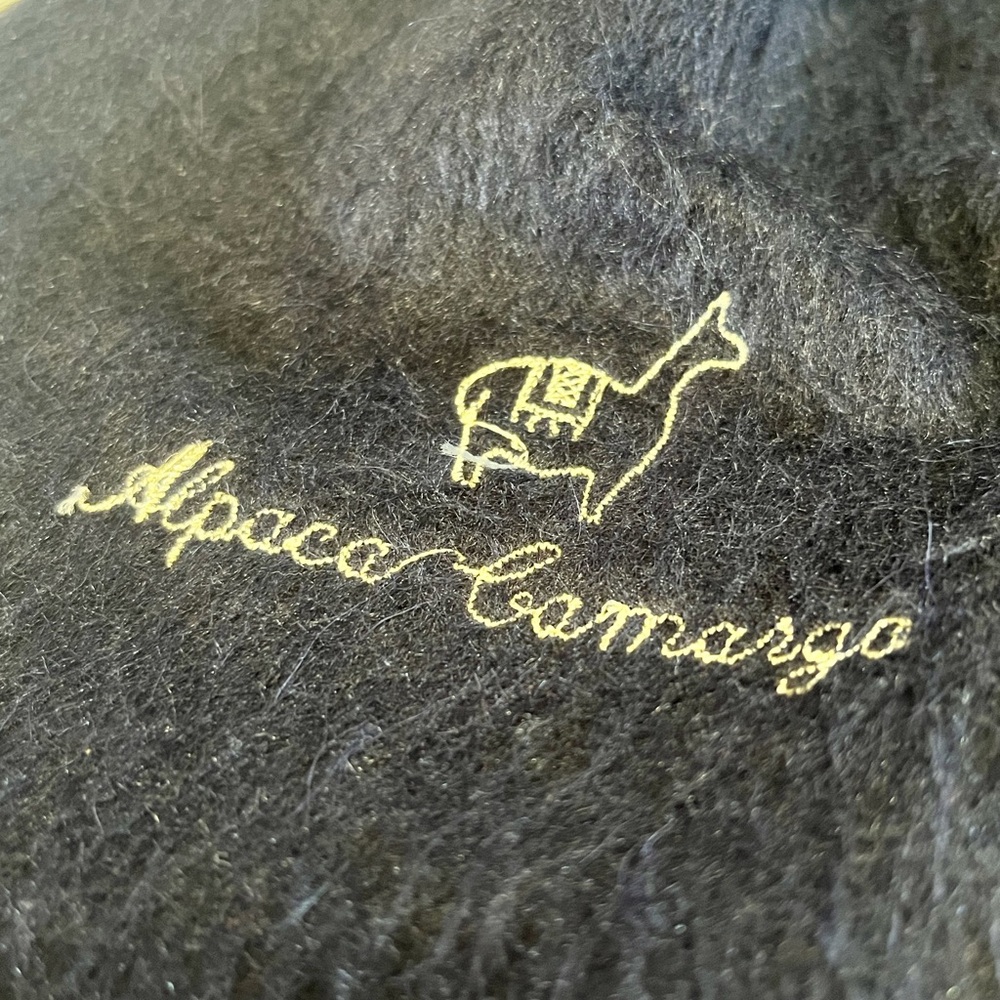 Alpaca Camargo Scarf With Fringe Deep Navy Blue - Picture 4 of 10